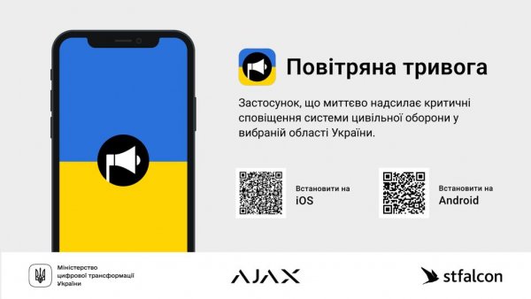 УВАГА! Мобільний додаток «Повітряна тривога» вже у Вашому смартфоні