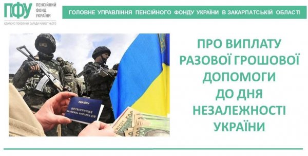 Про виплату разової грошової допомоги до Дня Незалежності України